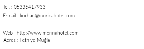 Morina Deluxe Hotel telefon numaralar, faks, e-mail, posta adresi ve iletiim bilgileri